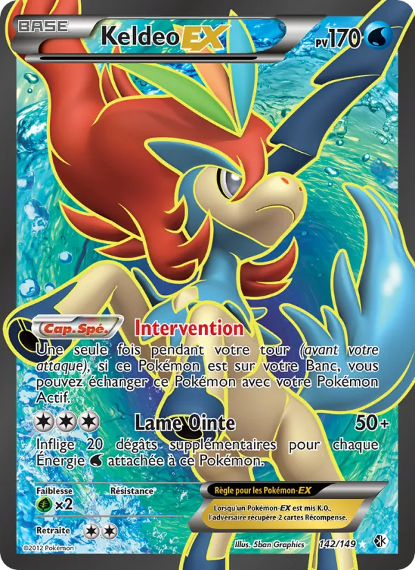 Carte Pokémon Keldeo EX 142/149 de l'extension Frontières Franchies