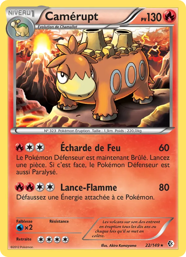 Carte Pokémon Camérupt 22/149 de l'extension Frontières Franchies