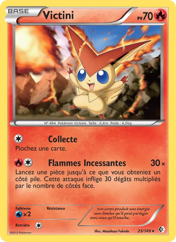 Carte Pokémon Victini 23/149 de l'extension Frontières Franchies