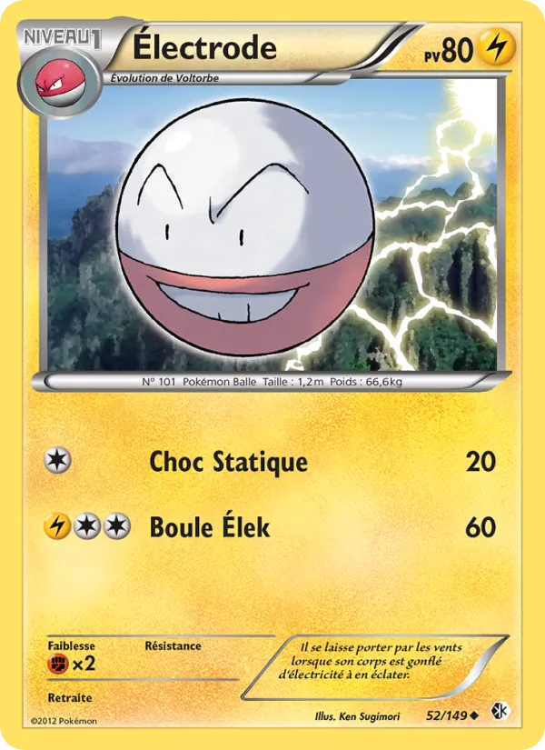 Carte Pokémon Électrode 52/149 de l'extension Frontières Franchies