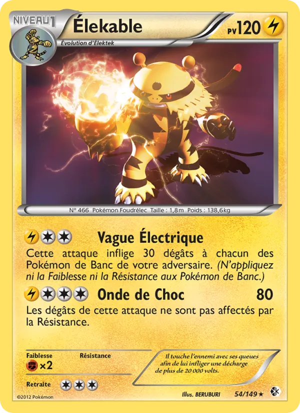 Carte Pokémon Élekable 54/149 de l'extension Frontières Franchies