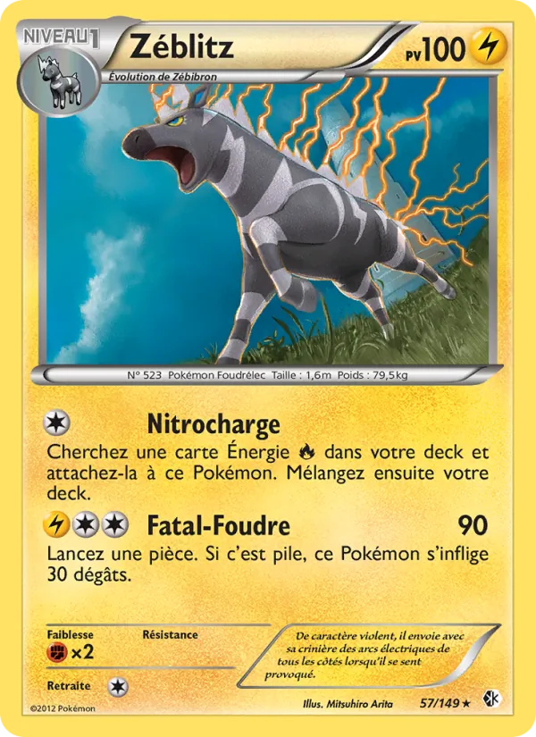 Carte Pokémon Zéblitz 57/149 de l'extension Frontières Franchies