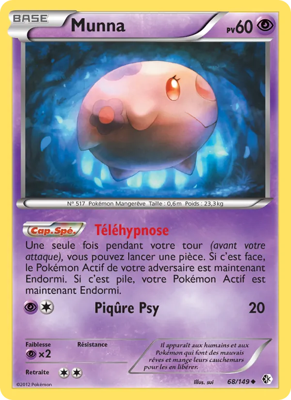 Carte Pokémon Munna 68/149 de l'extension Frontières Franchies