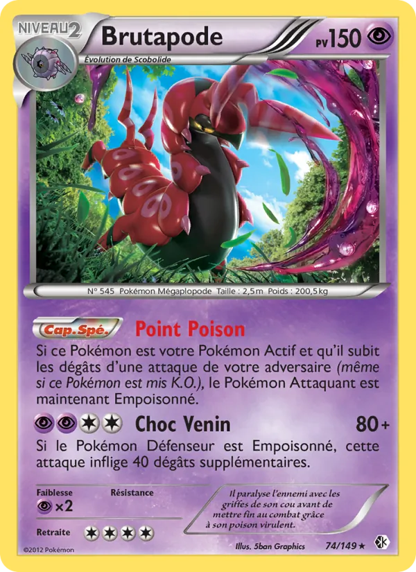 Carte Pokémon Brutapode 74/149 de l'extension Frontières Franchies