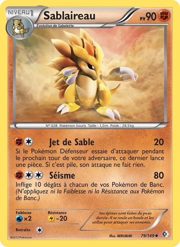 Carte Pokémon Sablaireau 79/149 de l'extension Frontières Franchies