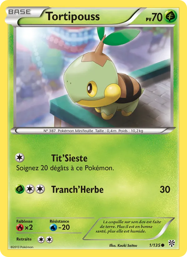 Carte Pokémon Tortipouss 1/135 de l'extension Tempète Plasma