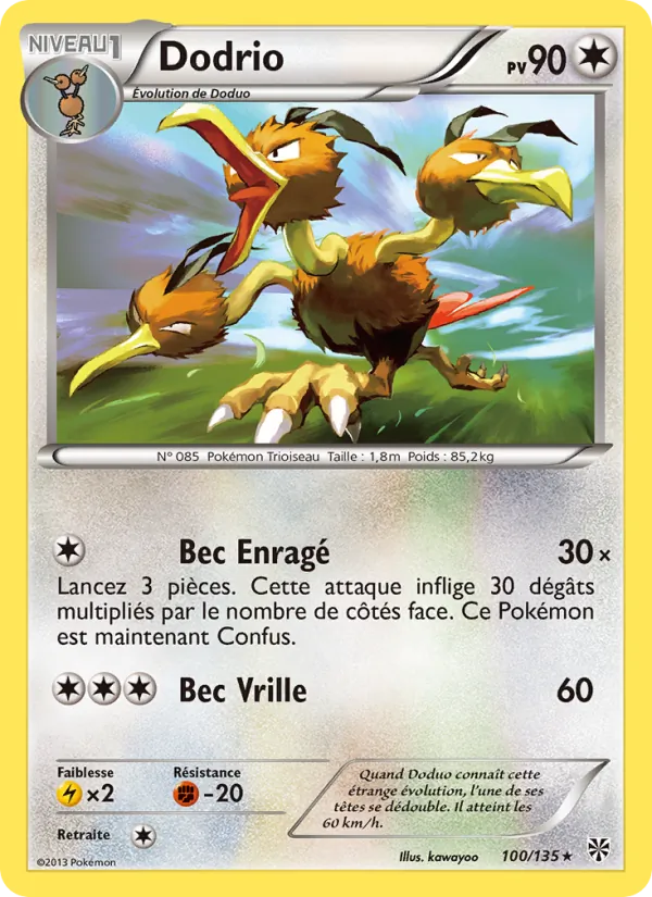 Carte Pokémon Dodrio 100/135 de l'extension Tempète Plasma