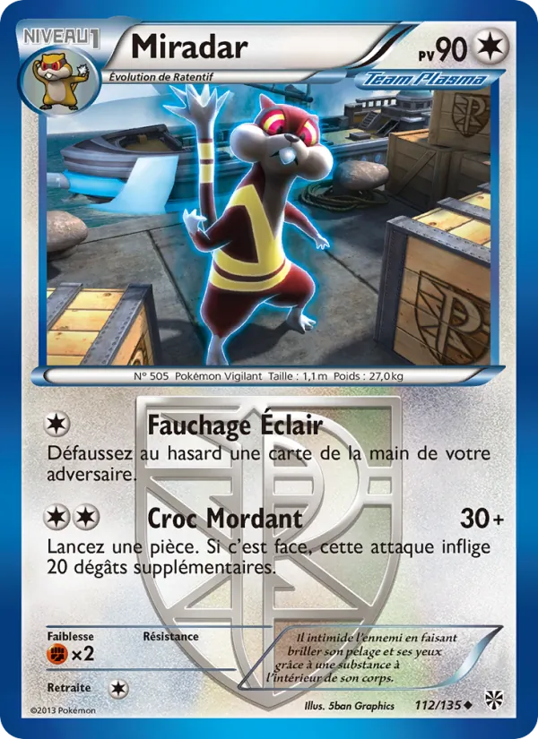 Carte Pokémon Miradar 112/135 de l'extension Tempète Plasma