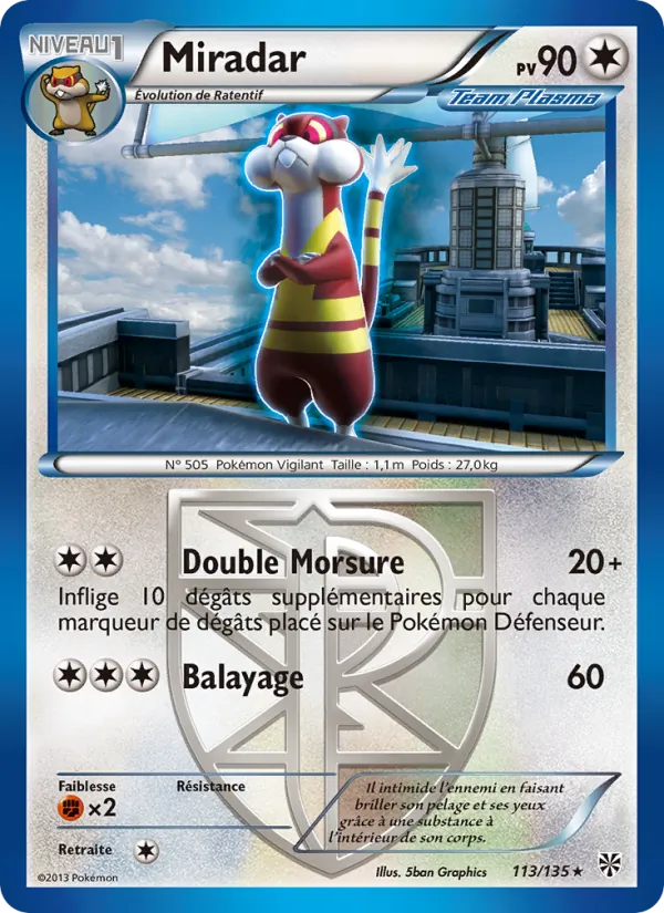 Carte Pokémon Miradar 113/135 de l'extension Tempète Plasma