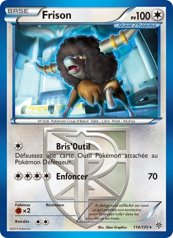 Carte Pokémon Frison 114/135 de l'extension Tempète Plasma