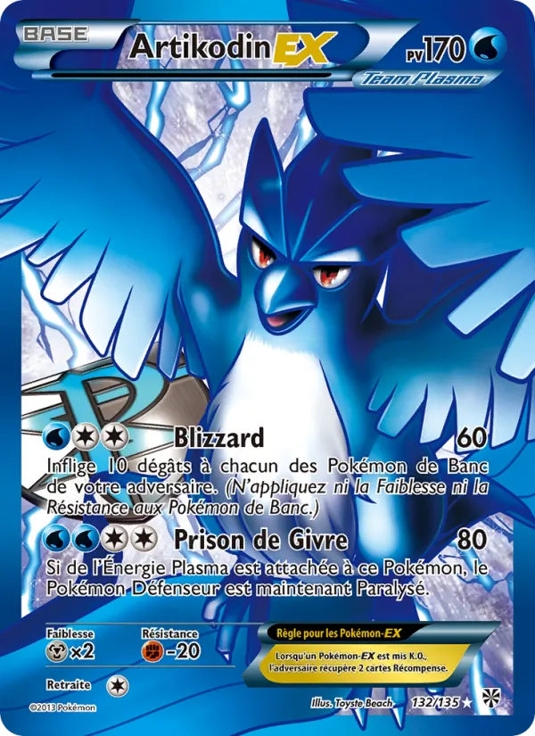 Carte Pokémon Artikodin-EX 132/135 de l'extension Tempète Plasma