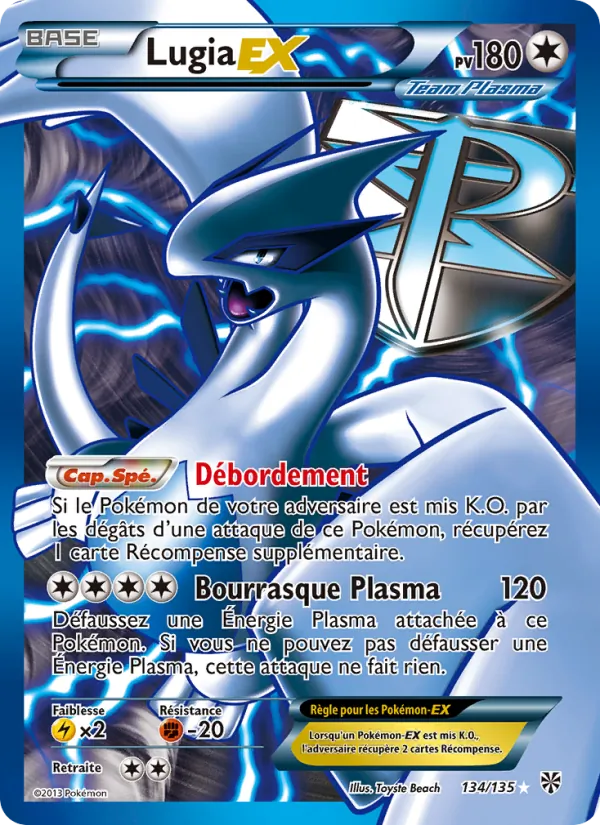 Carte Pokémon Lugia-EX 134/135 de l'extension Tempète Plasma