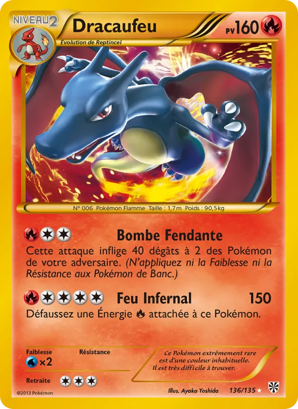 Carte Pokémon Dracaufeu 136/135 de l'extension Tempète Plasma