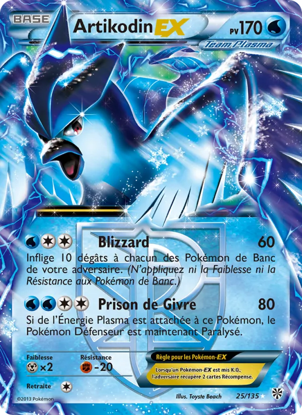 Carte Pokémon Artikodin-EX 25/135 de l'extension Tempète Plasma