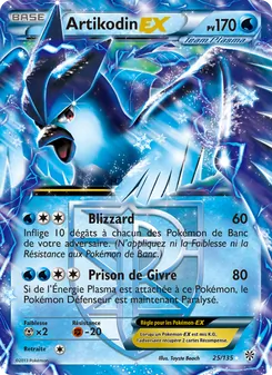 Carte Pokémon Artikodin-EX 25 — Tempète Plasma