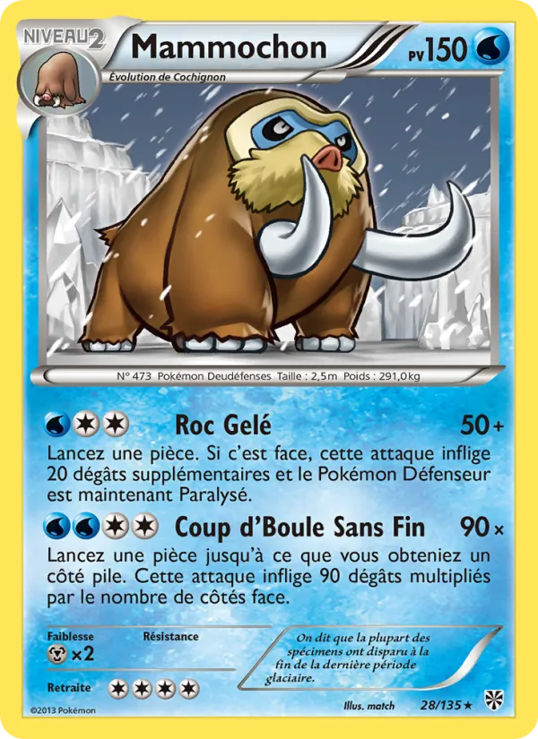 Carte Pokémon Mammochon 28/135 de l'extension Tempète Plasma