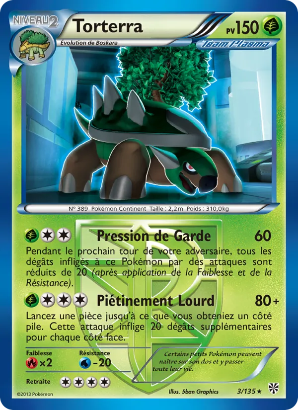 Carte Pokémon Torterra 3/135 de l'extension Tempète Plasma
