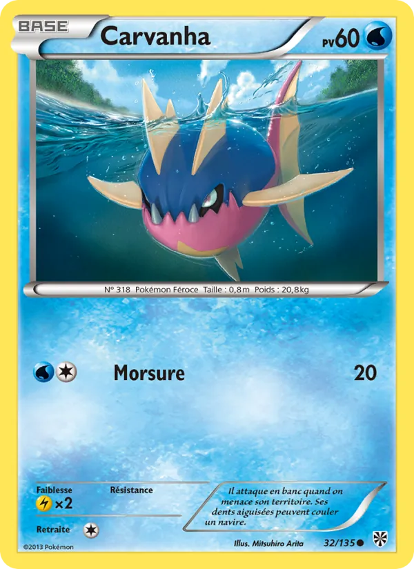 Carte Pokémon Carvanha 32/135 de l'extension Tempète Plasma
