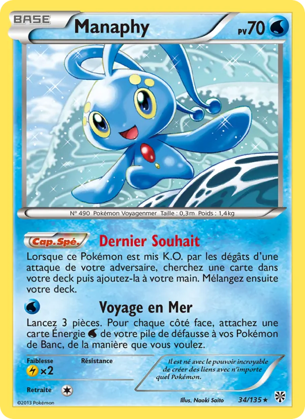 Carte Pokémon Manaphy 34/135 de l'extension Tempète Plasma