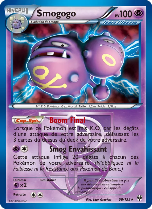 Carte Pokémon Smogogo 58/135 de l'extension Tempète Plasma