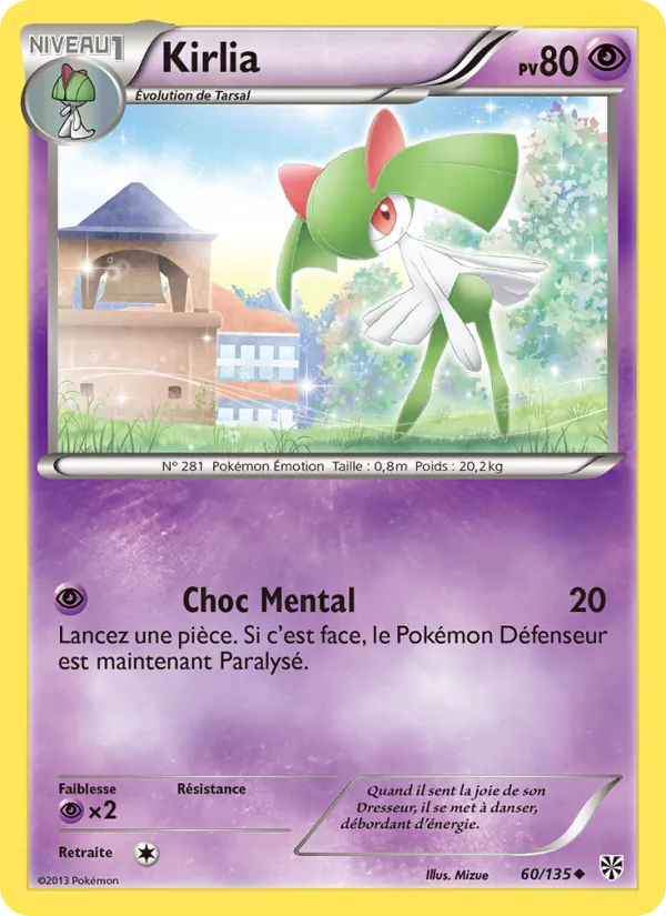 Carte Pokémon Kirlia 60/135 de l'extension Tempète Plasma