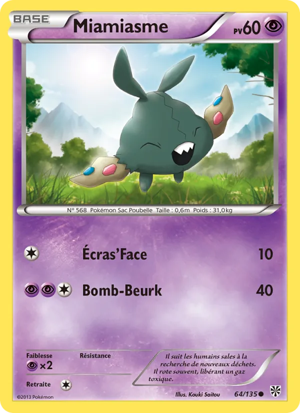 Carte Pokémon Miamiasme 64/135 de l'extension Tempète Plasma