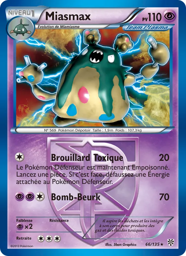 Carte Pokémon Miasmax 66/135 de l'extension Tempète Plasma