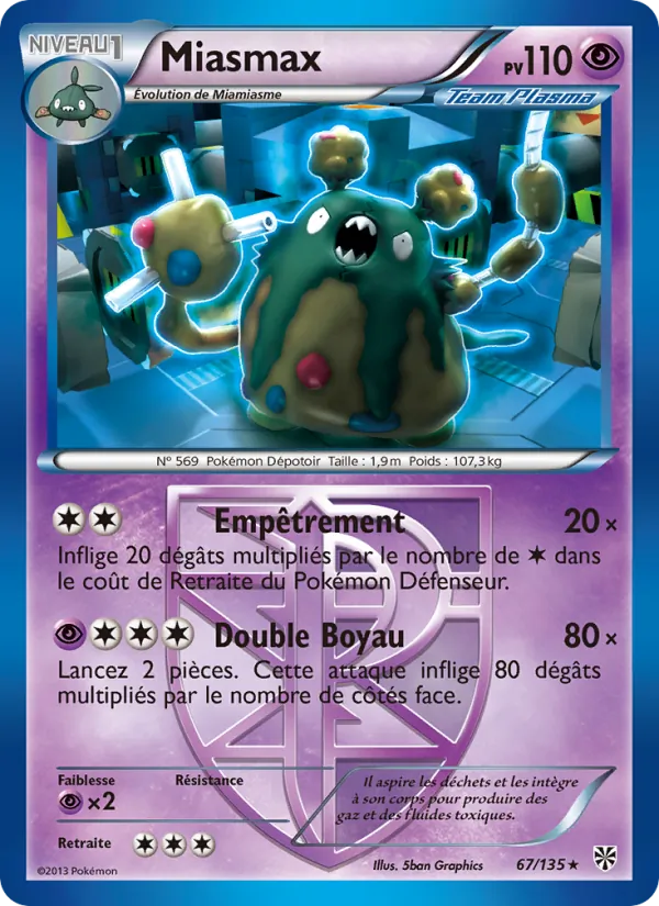 Carte Pokémon Miasmax 67/135 de l'extension Tempète Plasma