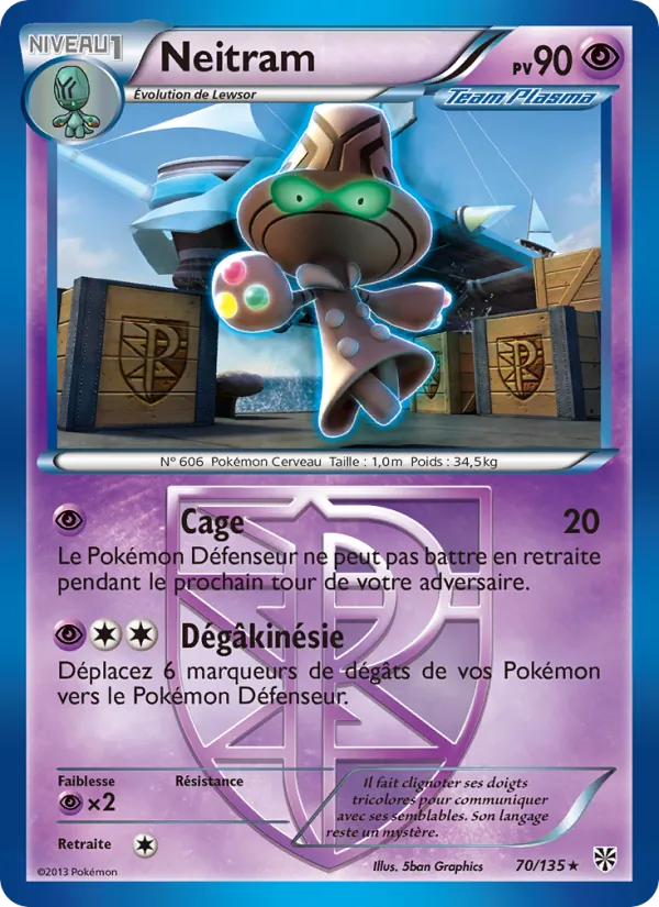 Carte Pokémon Neitram 70/135 de l'extension Tempète Plasma