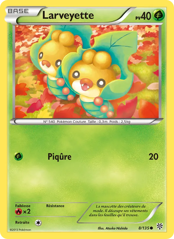 Carte Pokémon Larveyette 8/135 de l'extension Tempète Plasma