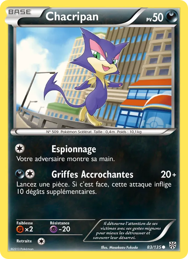 Carte Pokémon Chacripan 83/135 de l'extension Tempète Plasma