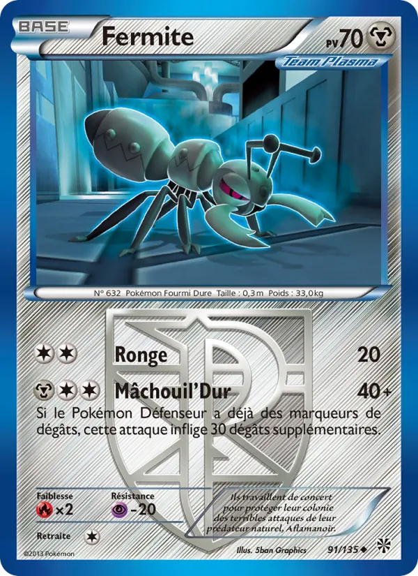 Carte Pokémon Fermite 91/135 de l'extension Tempète Plasma