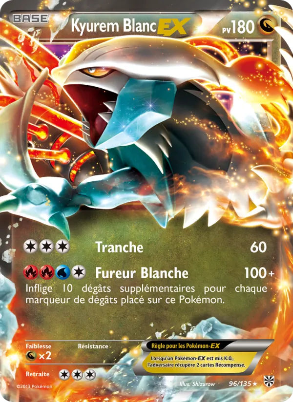 Carte Pokémon Kyurem Blanc EX 96/135 de l'extension Tempète Plasma