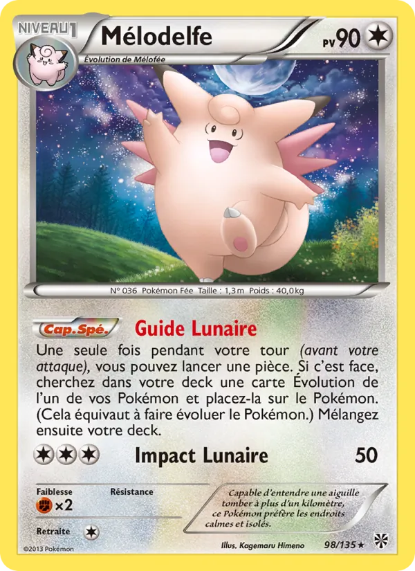 Carte Pokémon Mélodelfe 98/135 de l'extension Tempète Plasma