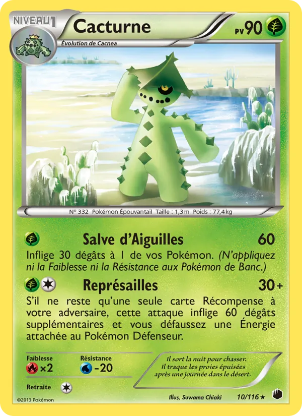 Carte Pokémon Cacturne 10/116 de l'extension Glaciation Plasma