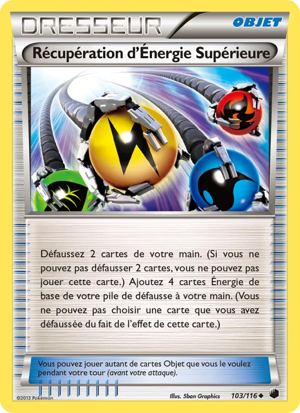 Carte Pokémon Récupération d’Énergie Supérieure 103/116 de l'extension Glaciation Plasma