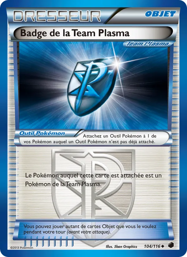 Carte Pokémon Badge de la Team Plasma 104/116 de l'extension Glaciation Plasma