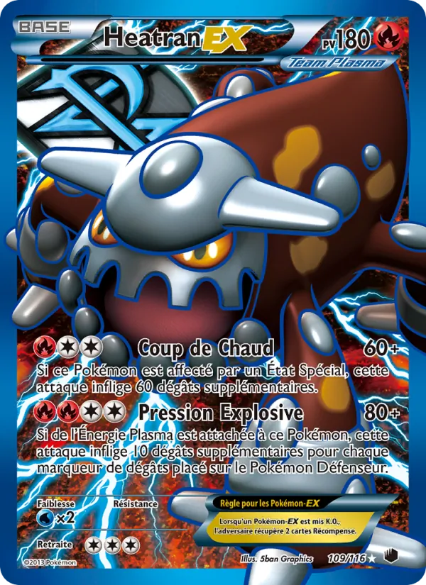 Carte Pokémon Heatran-EX 109/116 de l'extension Glaciation Plasma