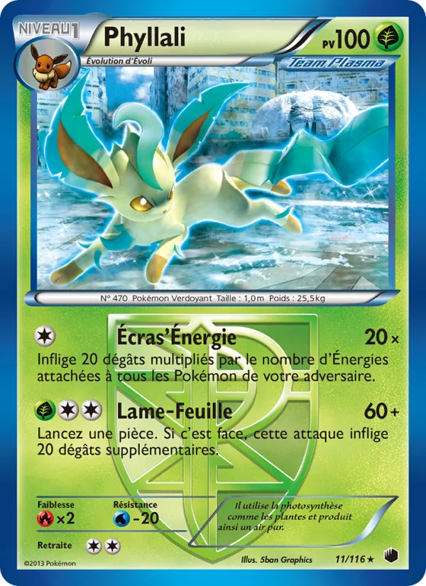 Carte Pokémon Phyllali 11/116 de l'extension Glaciation Plasma