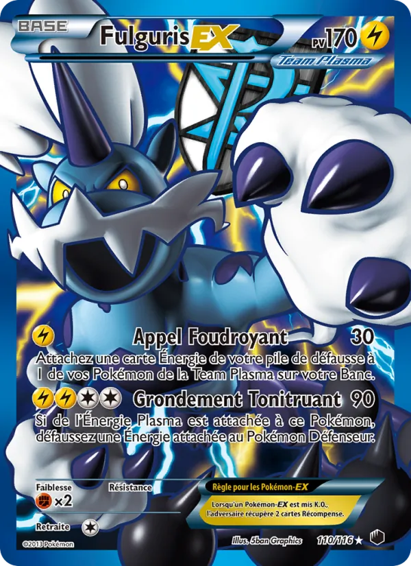 Carte Pokémon Fulguris-EX 110/116 de l'extension Glaciation Plasma