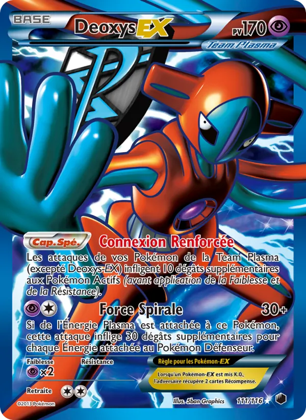 Carte Pokémon Deoxys-EX 111/116 de l'extension Glaciation Plasma