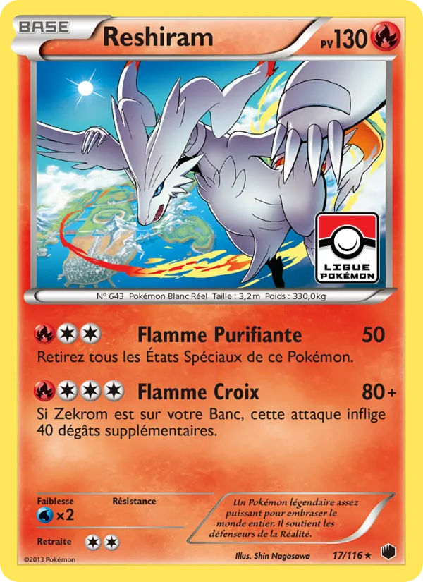 Carte Pokémon Reshiram 17/116 de l'extension Glaciation Plasma