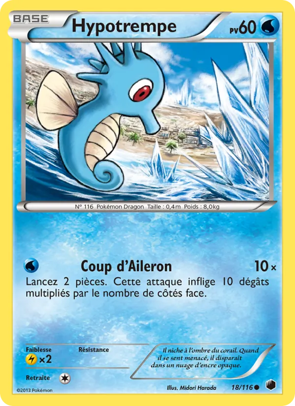 Carte Pokémon Hypotrempe 18/116 de l'extension Glaciation Plasma