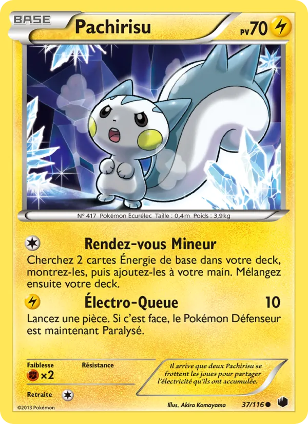 Carte Pokémon Pachirisu 37/116 de l'extension Glaciation Plasma