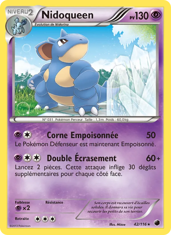 Carte Pokémon Nidoqueen 42/116 de l'extension Glaciation Plasma