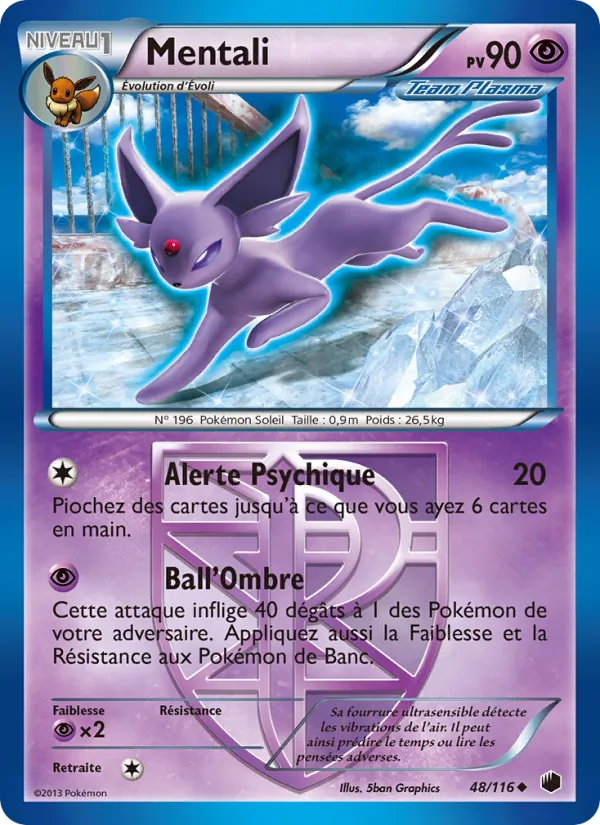 Carte Pokémon Mentali 48/116 de l'extension Glaciation Plasma