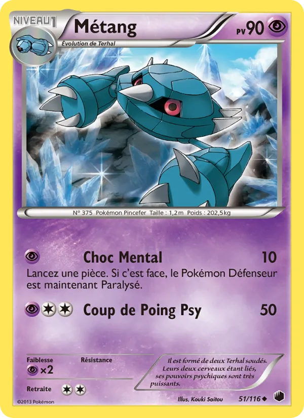 Carte Pokémon Métang 51/116 de l'extension Glaciation Plasma