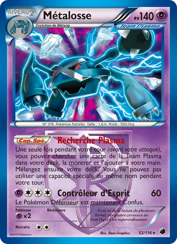 Carte Pokémon Métalosse 52/116 de l'extension Glaciation Plasma