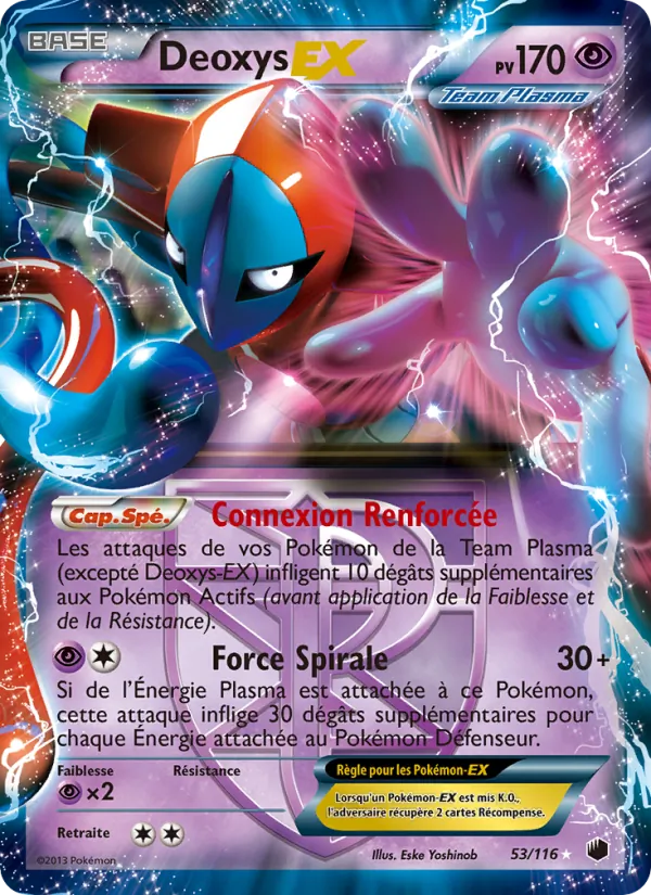 Carte Pokémon Deoxys-EX 53/116 de l'extension Glaciation Plasma
