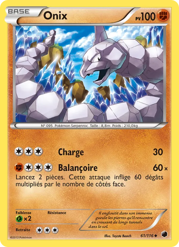 Carte Pokémon Onix 61/116 de l'extension Glaciation Plasma